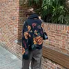 Kvinnors tröjor kvinnor mode blomma tryck vintage tröja faller långärmad o nacke mjuk mohair knit pullover topp lös casual tjock