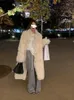Women's Trench Coats Retro Hippie Warm One Piece Imitation Fur Coat Winter Mid Length Foreigner Reversible
