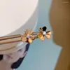 Stud Earrings Brand Pure 925 Sterling Silver Jewelry For Women Gold Color Flower Luck Clover Design Wedding Party Mini Cute Size