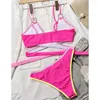 Women's Swimwear 2 Piece Color Block Wrap Bikini Set Spaghetti Strap Back Swimsuit