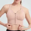 ヨガの衣装Veqking Front Zipper Women Sports Bra Plus Size Push Up Choldproof Running Breatable Fitness Workout Top