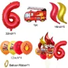 Palloncini decorativi per camion dei pompieri con palloncino a figure rosse per decorazione di compleanno fai da te a tema per bambini