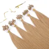 Remy Micro Loop Human Hair Extensions Micro Beads Hair 부드러운 부드러운 마이크로 링 헤어 확장 #27 Strawberry Blonde 1G/Strand