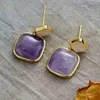 Studörhängen Exklusiva kvinnor Amethysts Geometric Square Stones Designer Elegant Art Dec Jewelry Bijou Wholesale Drop