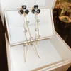 Boucles d'oreilles en peluche fleur drejew pour les femmes 2023 en strass brillantes longtemps dans des bijoux suspendus avec