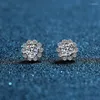 Orecchini per borchie Donne S925 Sterling Silver Four Daisy Moissanite Zircone per Femmina Accessori per gioielli spingi indietro