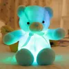 Kleurrijke gloed regenboog teddybeer poppen lint gloed kleine beer poppen led led led light bowtie beer