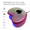 Nail Dryers 96W UV-LED Nail Lamp Professional Heart Shape Gel Polish Cure Lamp Pink Sun Light Nail Drying Manicure Machine With Rhinestone 230814