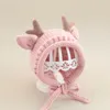 Berets Elch Antlers Baby Hut Winter warm gestrickte Jungen Girl Cap Ohrschutz Hüte Feste Farbe Kinder Kinder süße Mützen Motorhaube