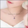 Pendant Necklaces 925 Sterling Sier New Women Fashion Jewelry Purple Crystal Zircon Four-Leaf Clover Flower Necklace Length 45Cm Drop Dhv1Z