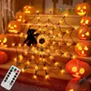 Strings 2023 Halloween Christmas Decoration Orange Spider Web String Lights Festoon Lamp voor binnen buiten vakantieverlichting