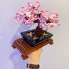 Blocks Bonsai Tree Flower Bouquet Perpetual 3D Building Block Set Model Home Decoration Plant Potted Toy Child Gift R230814