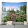 Tapissries Spring Garden Landscape Big Tapestry Fence Natural Flower Plant Scenery Wall Hanging Home Living Room Courtyard Decnic Mat R230812