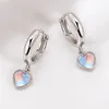 Hoop Ohrringe echt 925 Sterling Silber Sweet Moonstone Herz Drop Charm Ohrring für Frauen Hochzeit Geburtstag fein Schmuck DA2289