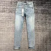 Jeans viola ksubi jeans impilati firmati da uomo Jeans strappati dritti normali da uomo Strappi di denim lavati vecchi jeans neri lunghi319e