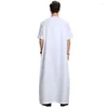 Abbigliamento etnico manica corta jubba thobe per uomini vestiti islamici estate musulmana arabica saudita araba abaya long abiti tradizionale caftano tradizionale