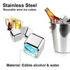 Ice Buckets And Coolers 4 6 8 Pcs Stainless Steel Cubes Set Reusable Chilling Stones for Whiskey Wine Cooling Cube Rock Party Bar Tool 230814