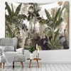 Tapestries Tropical Rainforest Tapestry Wall Hanging Family Bedroom Decoration Fabric Plant Art Printing Forest Tapestry