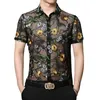 Men's Casual Shirts Sleeves Shirt Flower Floral Lace Men 2023 Luxury Embroidery Transparent Club Party Prom Sexy Social