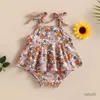 Ensembles de vêtements bébé fille 2 pièces tenues d'été sans manches cravate épaule florale haut caraco + ensemble short