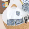 Conjuntos de roupas novo verão crianças moda roupas menino menina roupas casuais imprimir shorts 3 pçs/sets crianças infantil roupas casuais da criança agasalho