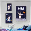 Leinwand Malerei Astronaut Planet Raum Raketen Cartoon Poster Print Kindergarten Wandkunst Nordisches Bild Baby Kinder Kinder Schlafzimmer Dekor wo6