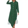 Casual Dresses Diagonal randig Chiffon Dress Sexig V Neck National Flag Beach Women Wear Wear Gift Idea