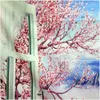 Tapestries SepYue Wall Tapestry Hanging Art Tapestries Cloth Window Cherry Blossom Mountains Hippie Room Decor Decoration