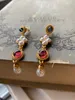 Women Medieval Jewelry Vintage Colorful Glazed Pearl Earrings Necklace Luxury Set Retro Necklace Choker