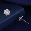 Stud Earrings Silver Color Camellia Female Micro Inlaid With Cubic Zirconia Exquisite Small Fashion Flower Factory Wholesale