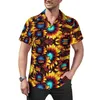 Herren lässige Hemden luminöser Sonnenblumen abstraktes Design Strandhemd Hawaii Ästhetik Blusen Mann Custom Plus Size