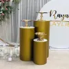 Party Decorations White Gold Pink Round Display Plinth Wedding Pedestal Cylinder Flower Stand For Wedding 3pcs 5pc 0814