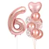 Conjunto de decoração de balões de feliz aniversário, balões com número de ouro rosa, 5ª menina, aniversário, casamento, chá de bebê