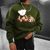 رجال الرجال للرجال Sweatshirt Pullover Black Wine Navy Crew Neck Cartoon Bear Prints Print Daily Sports Holiday 3d Streetwear