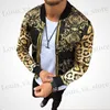 Autumn long sleeve zipper coat jacket slim fit leopard print round neck casual jackets men outwear T230814