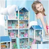 Doll House Accessories DIY 3D Cottage Lighting Villa Model Montessori Assembled Puzzle Large Size Set Family Castle Children Toys GI DH2RB