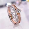 Cluster anneaux 2023 Crown Moissanite Set Ring S925 STERLING Silver Rose Gold plaqué pour les femmes Fine bijoux Engagement Gift de mariage