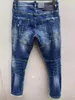 Jeans Fashion Fashion High Street Hole Spray Painted Trendy Motobiker Casual Denim Tessuto Pants T121