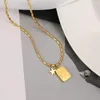 Pendant Necklaces Checkerboard Square Star Necklace Stainless Steel For Women Popcorn Chain 18K Gold Color Fashion Jewelry