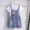 Ensembles de vêtements 3-15Y ensemble de robe pour enfants été nouvelles filles dessin animé à manches courtes T-shirt + robe ensemble de vêtements pour adolescentes