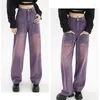 Damesjeans Vrouwen Purple High Street American Fashion Streetwear Style Wide Leg Jean Vrouwelijke Baggy Trouser Straight Denim Pants