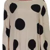 Casual jurken maxi losse polka dot geprinte jurk voor vrouw u nek lange mouw backless ruches patchwork abrikoos Afrikaanse vrouwelijke jurk