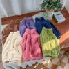 Jackets Plush Warm Jacket For Old Boy Child Solid Color Simple Long-sleeved Outerwear New Thickened Cotton Fleece Overcoat R230812