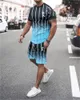 رجال المسارات بدلة صيفية قصيرة الأكمام تي شيرت أزياء 2 قطعة شارع ثلاثي الأبعاد طباعة شورتات رياضية غير رسمية