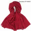 Bandanas Chiffon Satin Bandana 70 180 cm Huvuddubbla Islamiska hår halsdukar för kvinnor