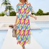 Abiti casual abiti da vacanza fresca abito colorato infradito estetico a maniche lunghe Womens Viel Vergia grafica di grandi dimensioni Chiffon