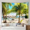 Tapestries Ocean Beach Landscape Tapestry Island Coconut Trees Forest Nature Scenery Garden Wall Hanging Home Living Room Decor R230812