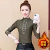 Chandails pour femmes Velvet / No Velvet 2023 Bright Silk Diamond Semi-High Collarging Shirt Foreign Style Letter Lace