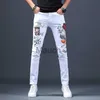 Men's Jeans Spring Summer White Hot Drill Ripped Cowboy Korean Style Streetwear Men Washed Luxury Holes Slim Hiphop Stylish Jeans Trousers J230814