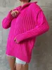 Kvinnors tröjor Fashion Rose Red Crochet Autumn Winter Casual Turn-down Collar dragkedja förtjockar Jumper Ladies Warm Stickover